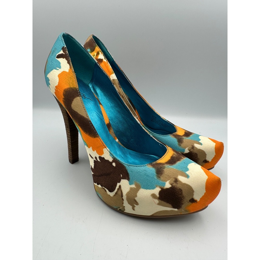 Carlos by Carlos Santana Y2K Platonic Platform Pumps‎ Sz 8.5 Multicolor Abstract